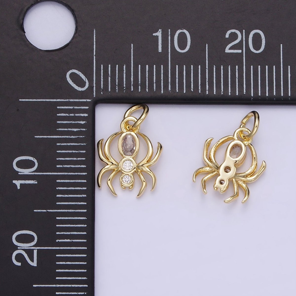 14K Gold Filled CZ Black Widow Spider Insect Animal Charm | AG746 - DLUXCA