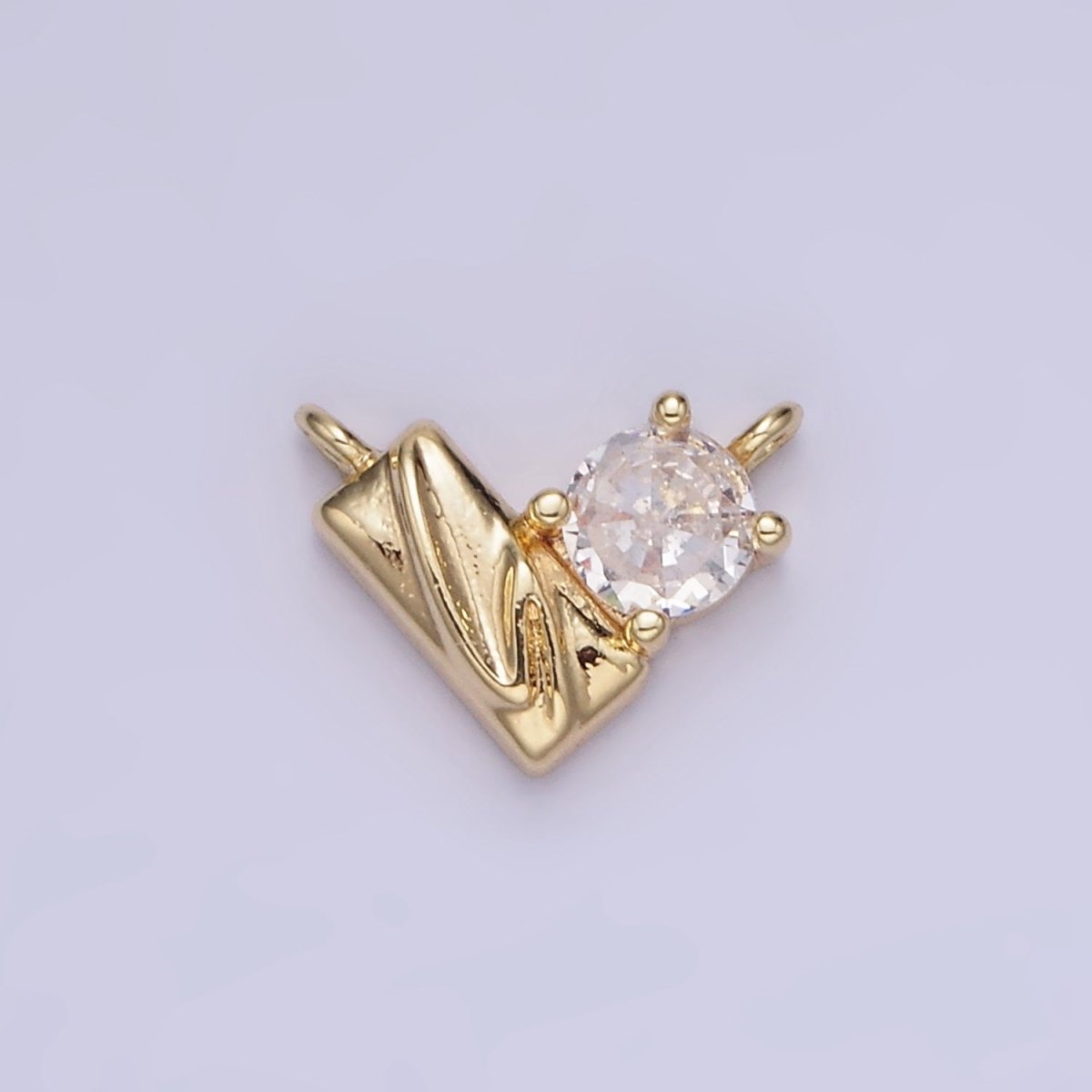 14K Gold Filled CZ Curved Edged Rectangle Geometric Heart Connector | G295 - DLUXCA