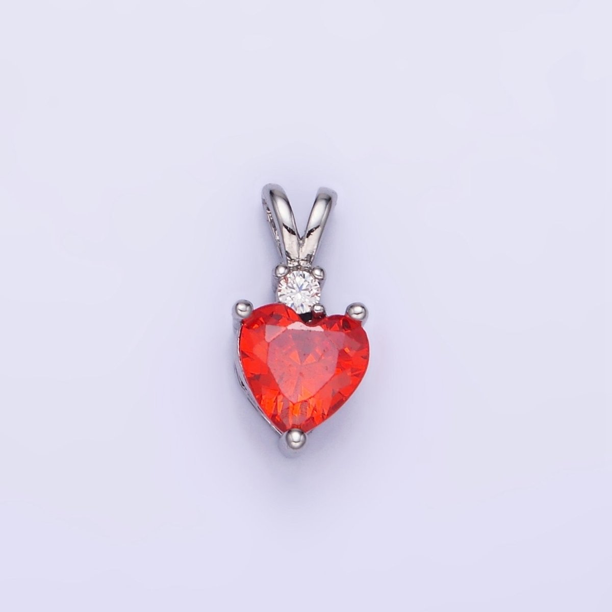 14K Gold Filled CZ Heart Birthstone Double Bail Pendant in Gold & Silver | AA1219 - AA1230 - DLUXCA