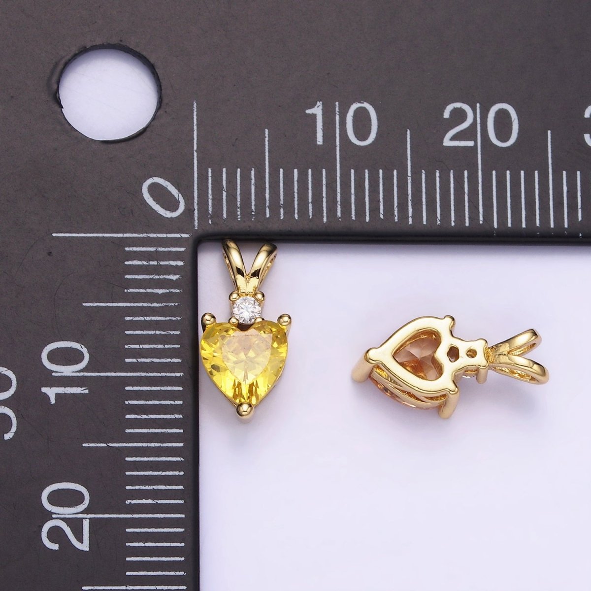 14K Gold Filled CZ Heart Birthstone Double Bail Pendant in Gold & Silver | AA1219 - AA1230 - DLUXCA