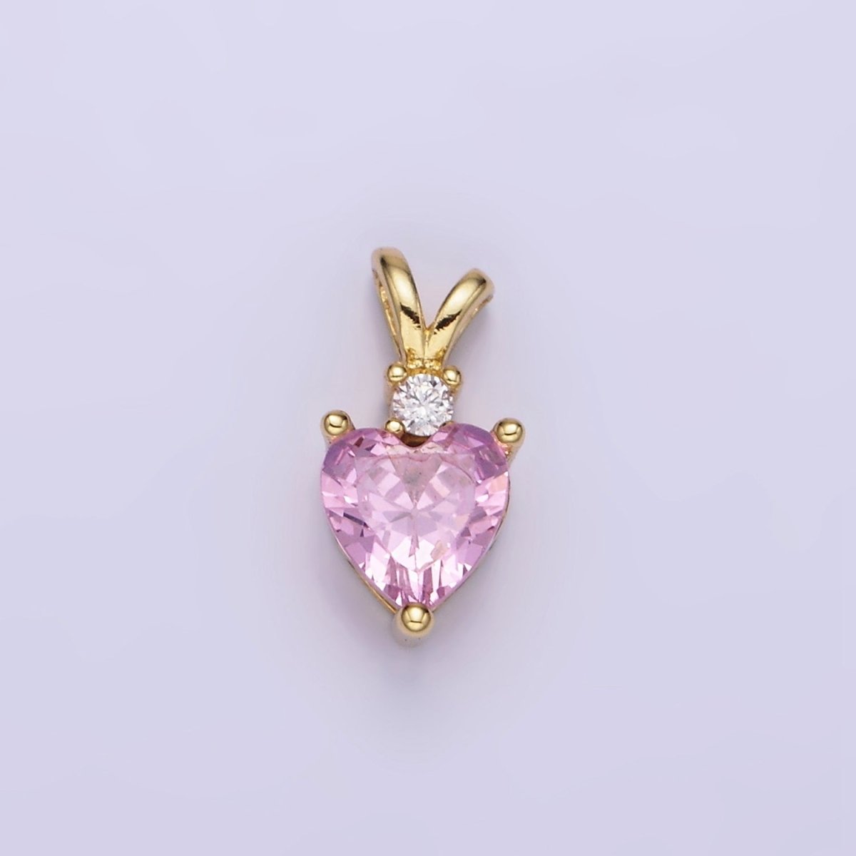 14K Gold Filled CZ Heart Birthstone Double Bail Pendant in Gold & Silver | AA1219 - AA1230 - DLUXCA