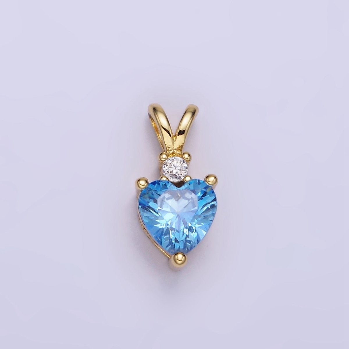 14K Gold Filled CZ Heart Birthstone Double Bail Pendant in Gold & Silver | AA1219 - AA1230 - DLUXCA