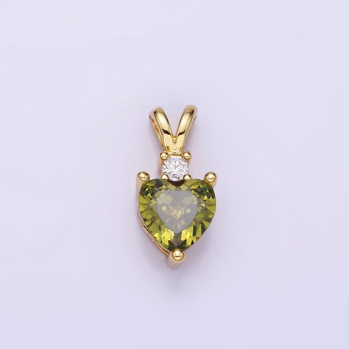 14K Gold Filled CZ Heart Birthstone Double Bail Pendant in Gold & Silver | AA1219 - AA1230 - DLUXCA