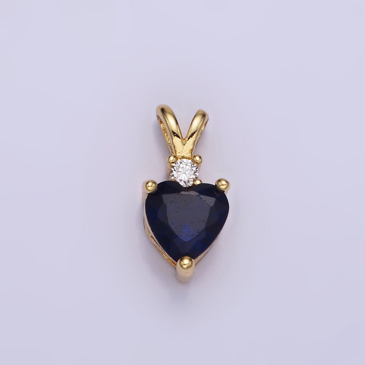 14K Gold Filled CZ Heart Birthstone Double Bail Pendant in Gold & Silver | AA1219 - AA1230 - DLUXCA