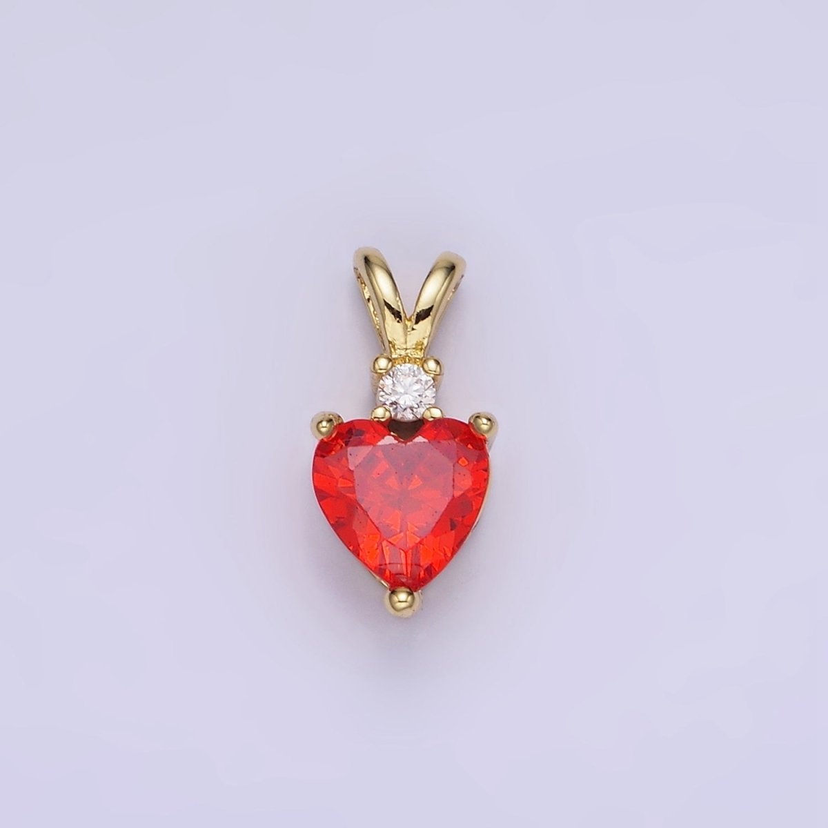 14K Gold Filled CZ Heart Birthstone Double Bail Pendant in Gold & Silver | AA1219 - AA1230 - DLUXCA