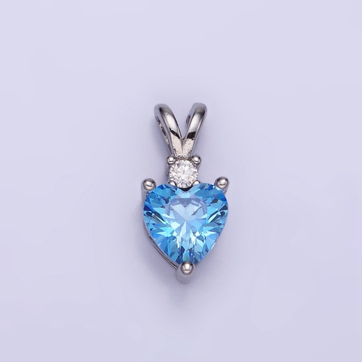 14K Gold Filled CZ Heart Birthstone Double Bail Pendant in Gold & Silver | AA1219 - AA1230 - DLUXCA