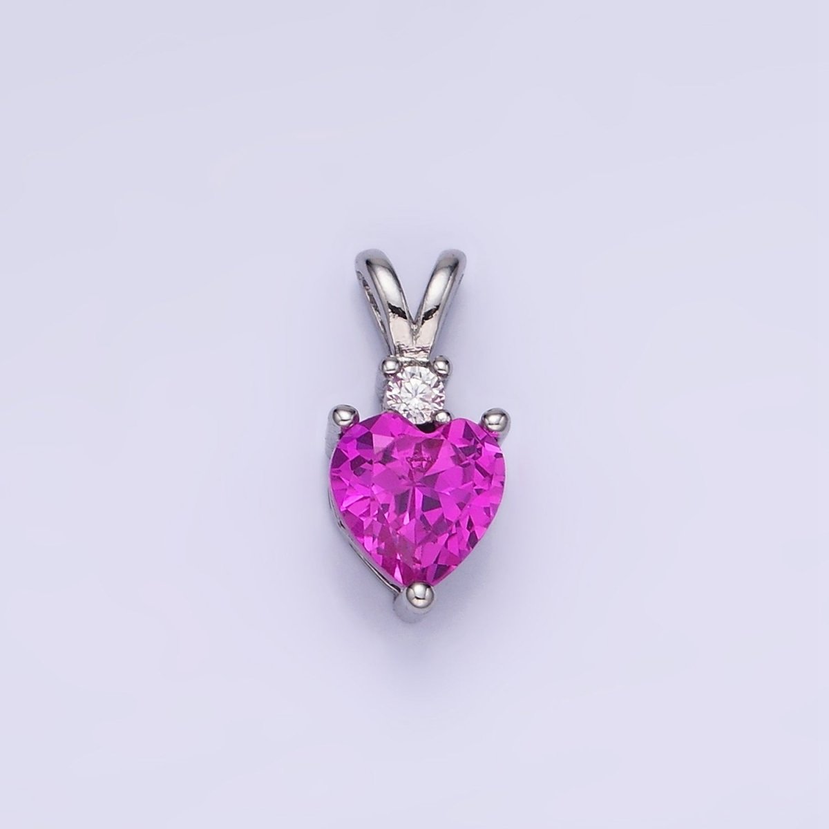 14K Gold Filled CZ Heart Birthstone Double Bail Pendant in Gold & Silver | AA1219 - AA1230 - DLUXCA