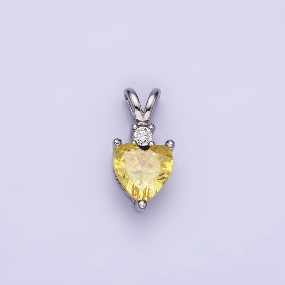 14K Gold Filled CZ Heart Birthstone Double Bail Pendant in Gold & Silver | AA1219 - AA1230 - DLUXCA
