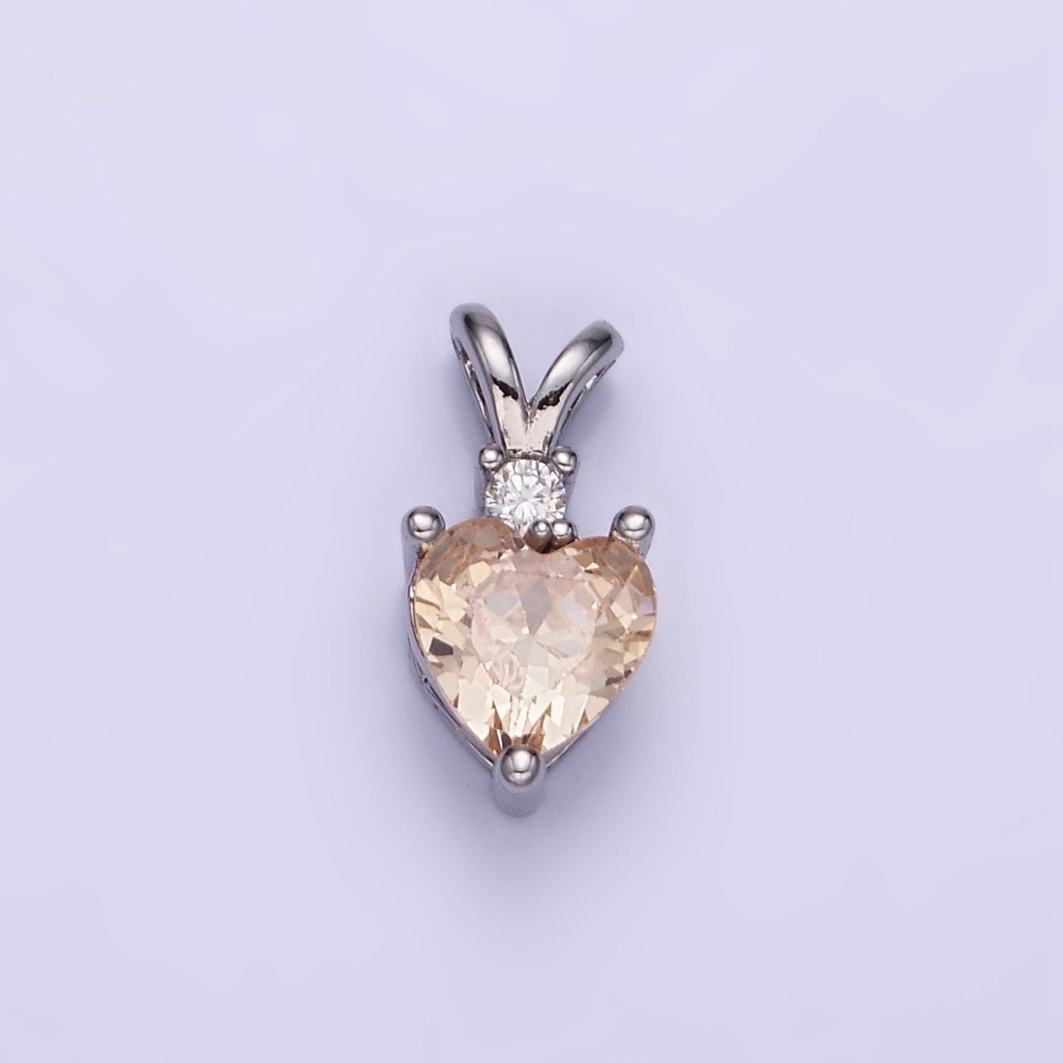 14K Gold Filled CZ Heart Birthstone Double Bail Pendant in Gold & Silver | AA1219 - AA1230 - DLUXCA
