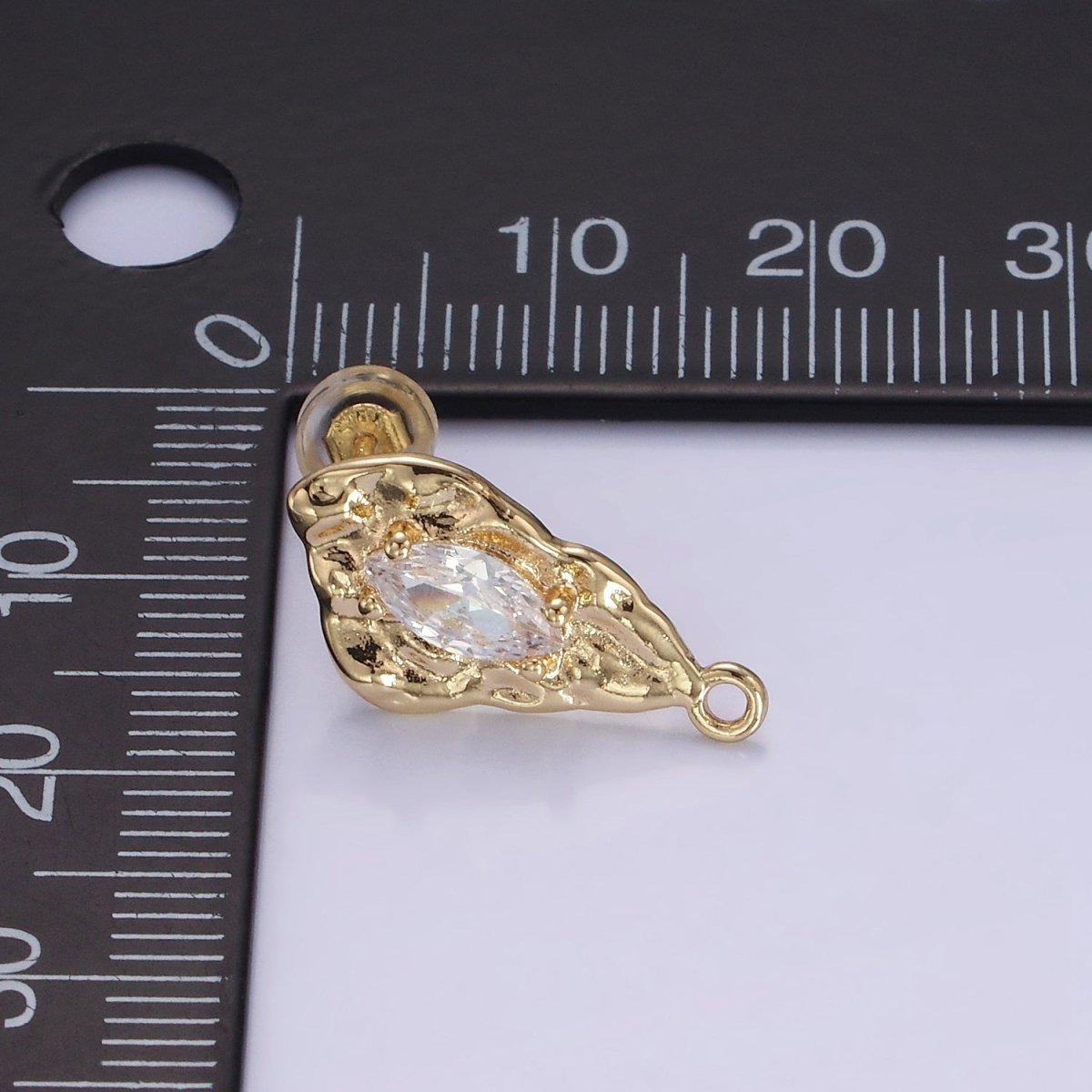 14K Gold Filled CZ Marquise Molten Abstract Drop Stud Earrings | Z708 - DLUXCA