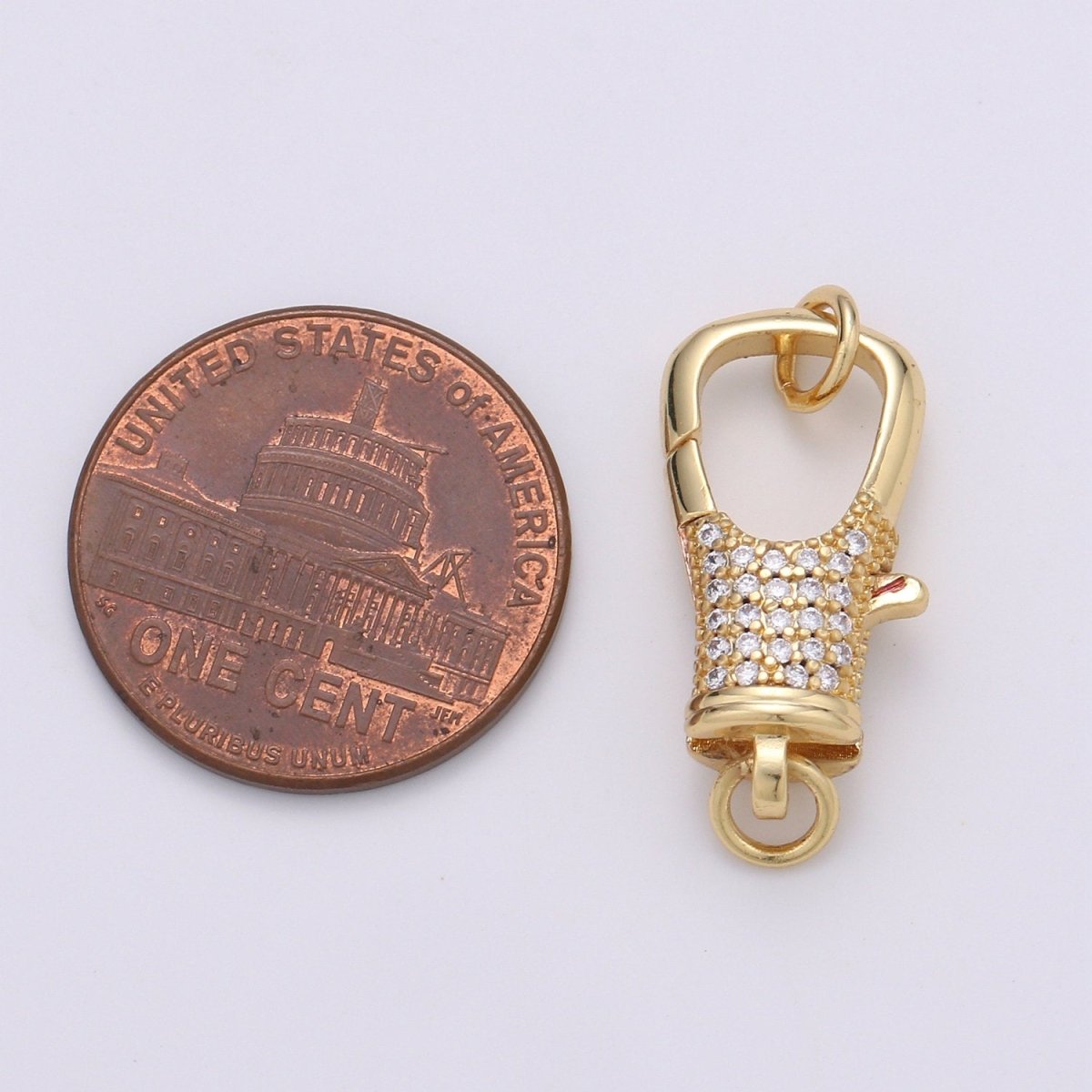 14k Gold Filled CZ Micro Pave Clasp Rectangle Lock Clasp, Interlock Micro pave Clasp Fastener for Bracelet Necklace Clear Pink Black Purple K-116 - DLUXCA