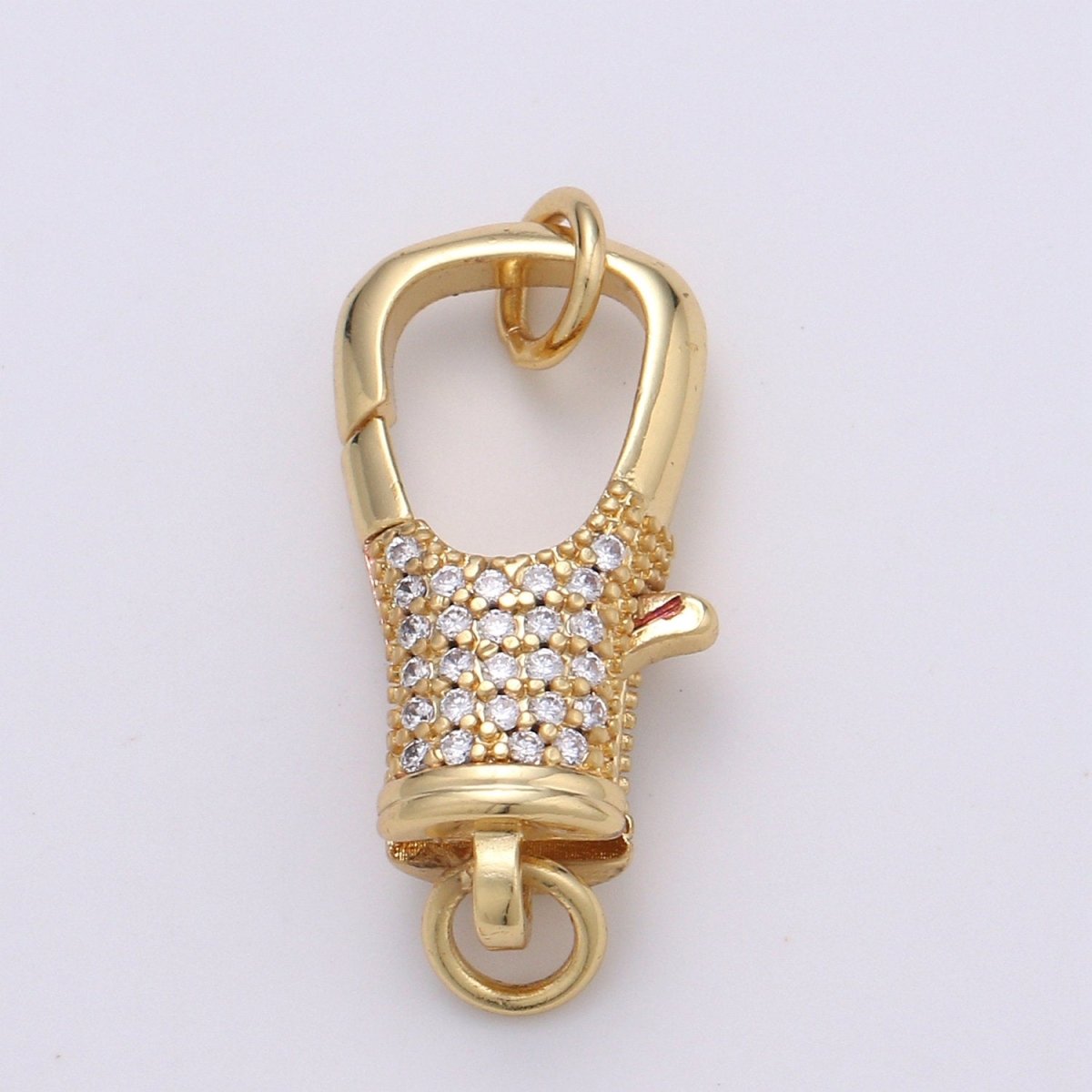 14k Gold Filled CZ Micro Pave Clasp Rectangle Lock Clasp, Interlock Micro pave Clasp Fastener for Bracelet Necklace Clear Pink Black Purple K-116 - DLUXCA