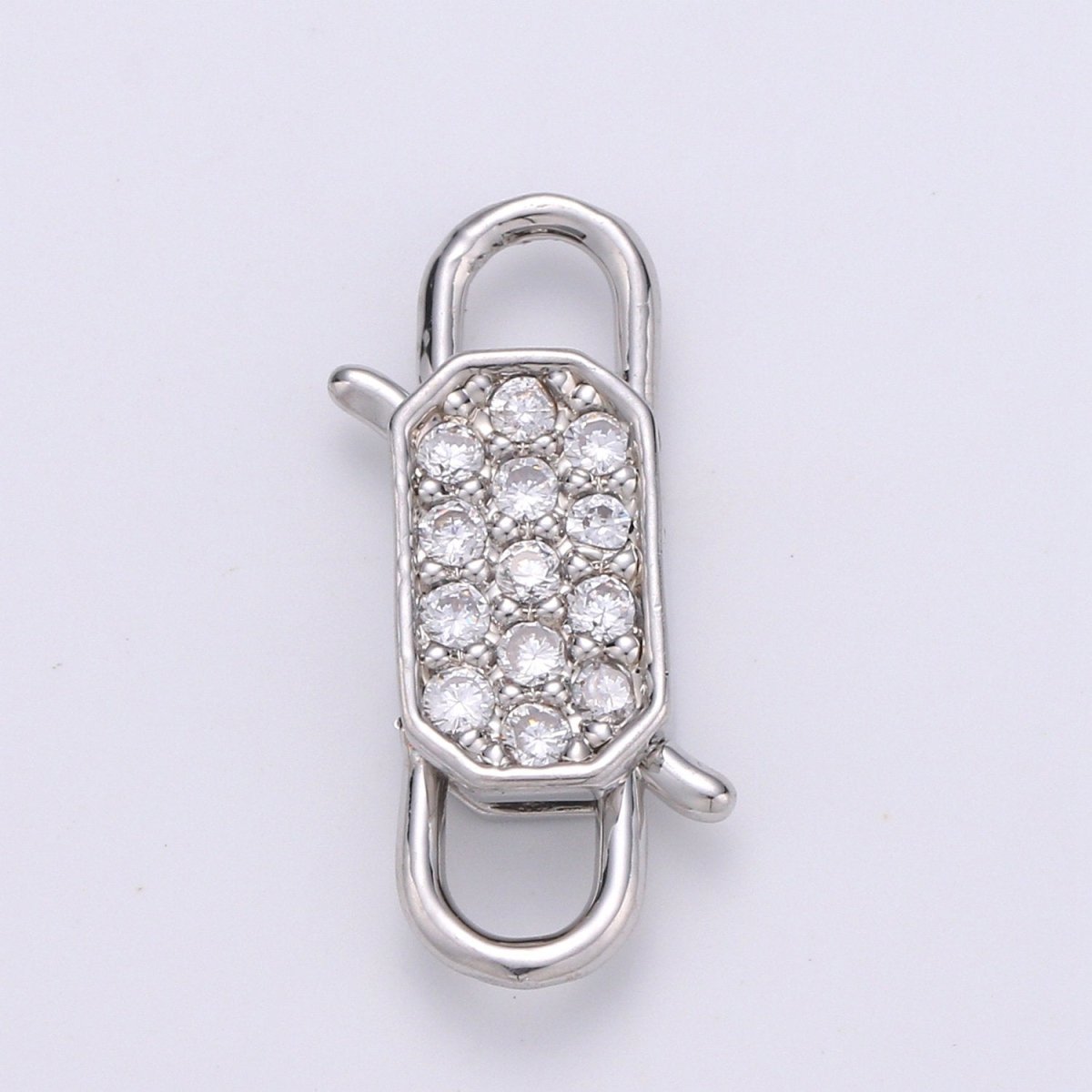 14k Gold Filled CZ Micro Pave Clasp Rectangle Lock Clasp, Interlock Micro pave Clasp Fastener for Bracelet Necklace Clear Pink Black Purple K-725 - K-729 - DLUXCA