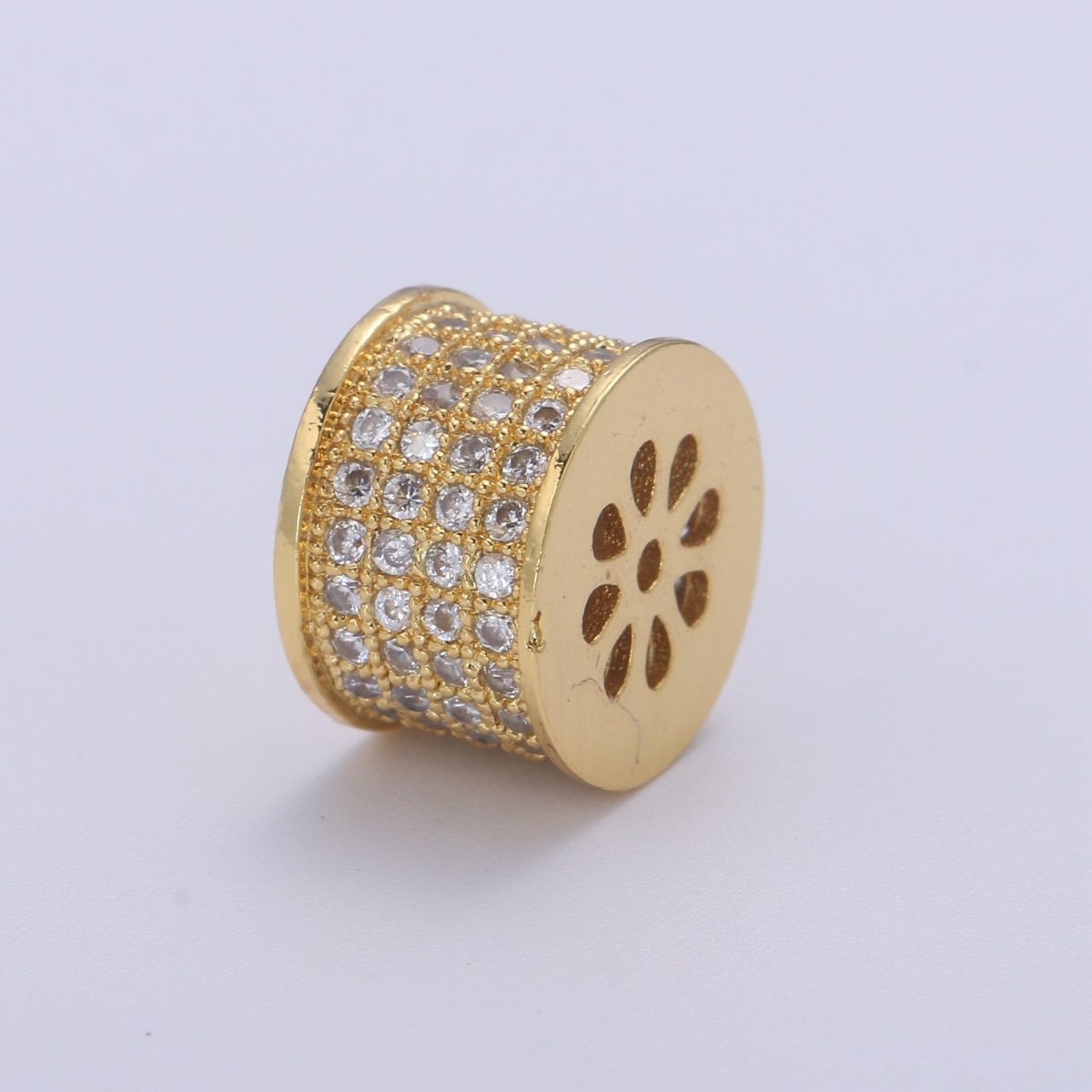 14K Gold Filled CZ Micro Pave Rondelle Spacer Beads, Spacer Beads for Charm Necklace Bracelet Earring, 7x10.5mm B-690 B-691 - DLUXCA