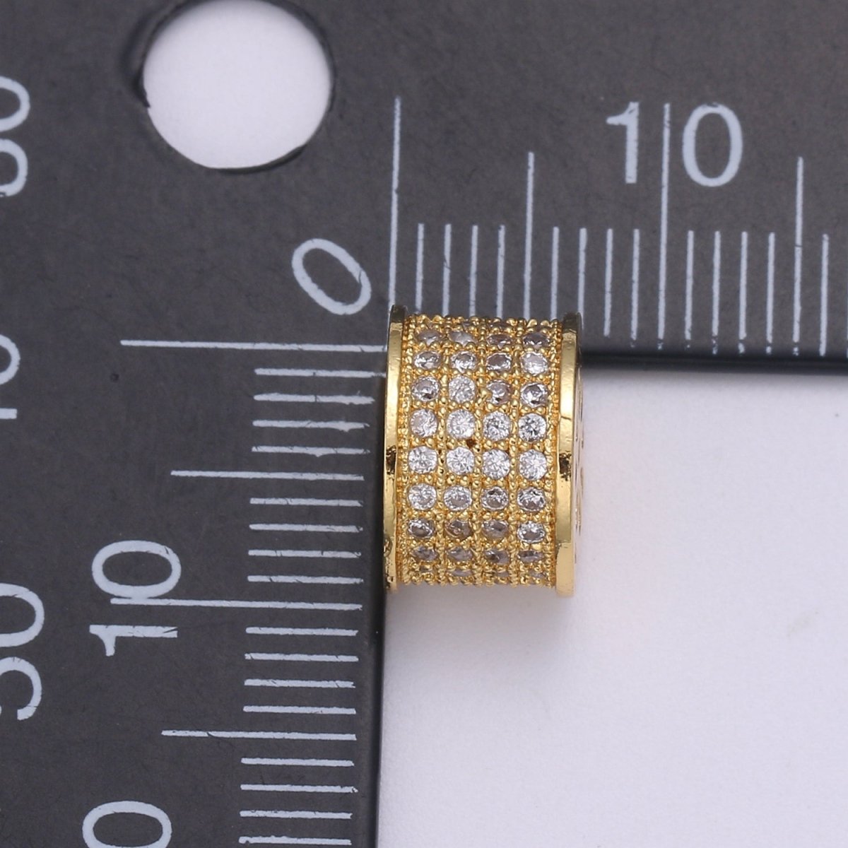 14K Gold Filled CZ Micro Pave Rondelle Spacer Beads, Spacer Beads for Charm Necklace Bracelet Earring, 7x10.5mm B-690 B-691 - DLUXCA