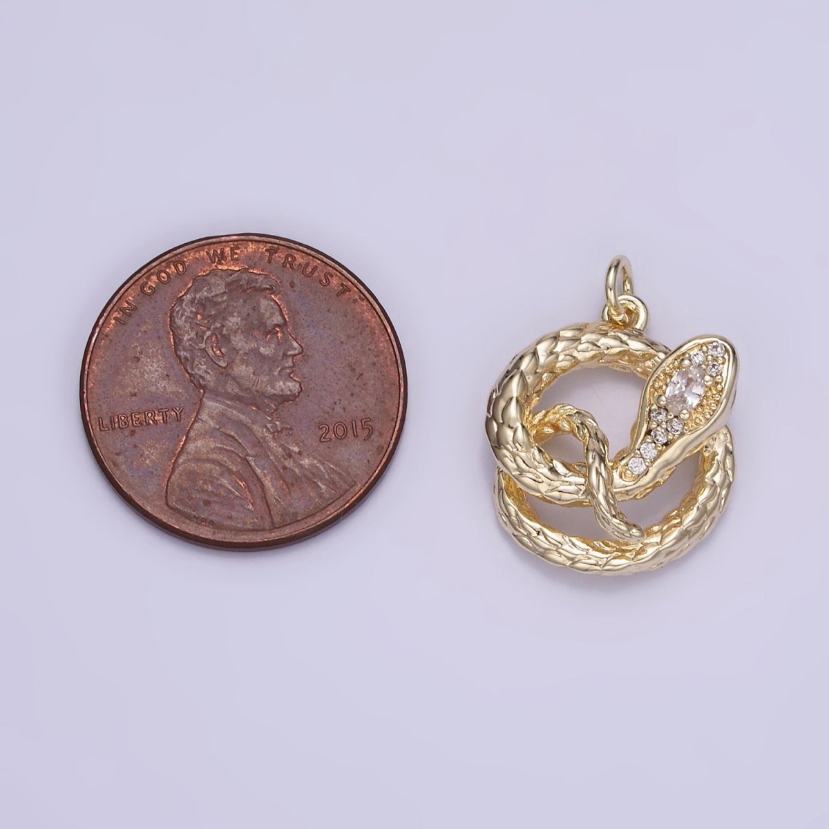 14K Gold Filled CZ Micro Paved Snake Open Circular Charm | W527 - DLUXCA