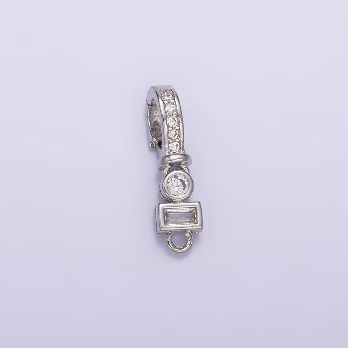 14K Gold Filled CZ Round Baguette Micro Paved Bail Findings in Gold & Silver | Z720 - DLUXCA