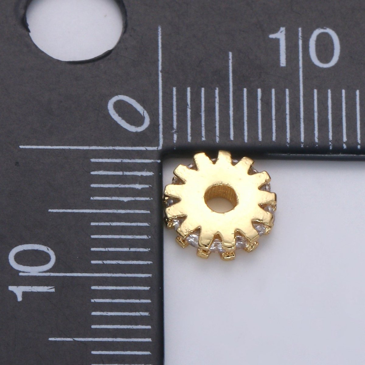 14K Gold Filled CZ Roundels SPACER Bead, Cubic Zirconia CZ Micro Pave Spacer Beads, 8MM B-684 B-685 - DLUXCA