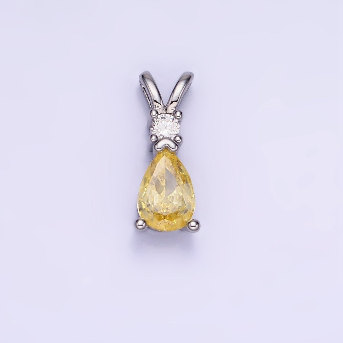 14K Gold Filled CZ Teardrop Birthstone Double Bail Pendant in Gold & Silver | AA1207 - AA1218 - DLUXCA