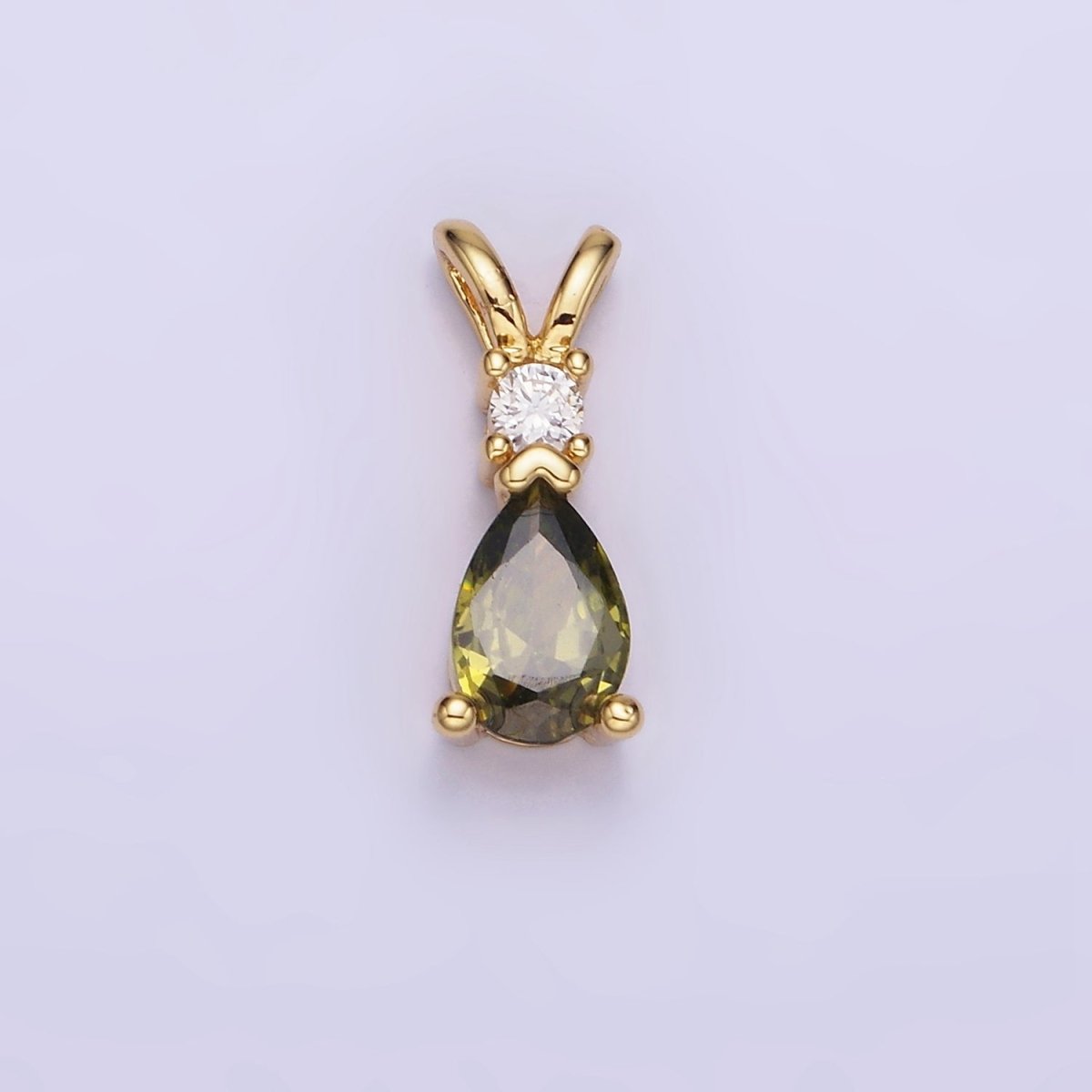 14K Gold Filled CZ Teardrop Birthstone Double Bail Pendant in Gold & Silver | AA1207 - AA1218 - DLUXCA