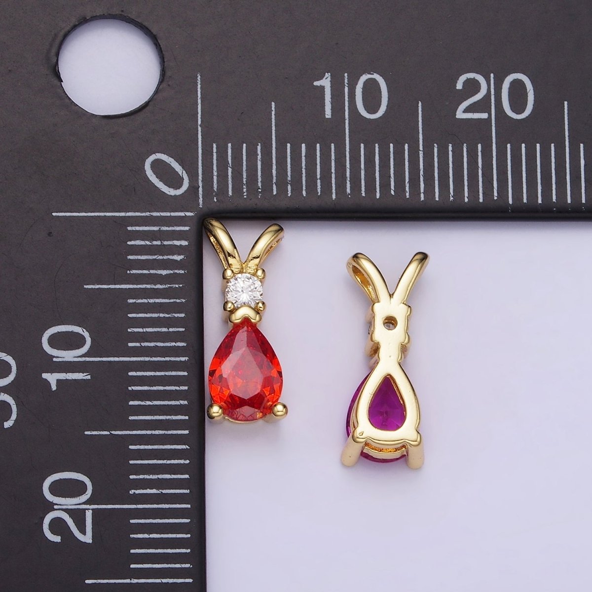 14K Gold Filled CZ Teardrop Birthstone Double Bail Pendant in Gold & Silver | AA1207 - AA1218 - DLUXCA