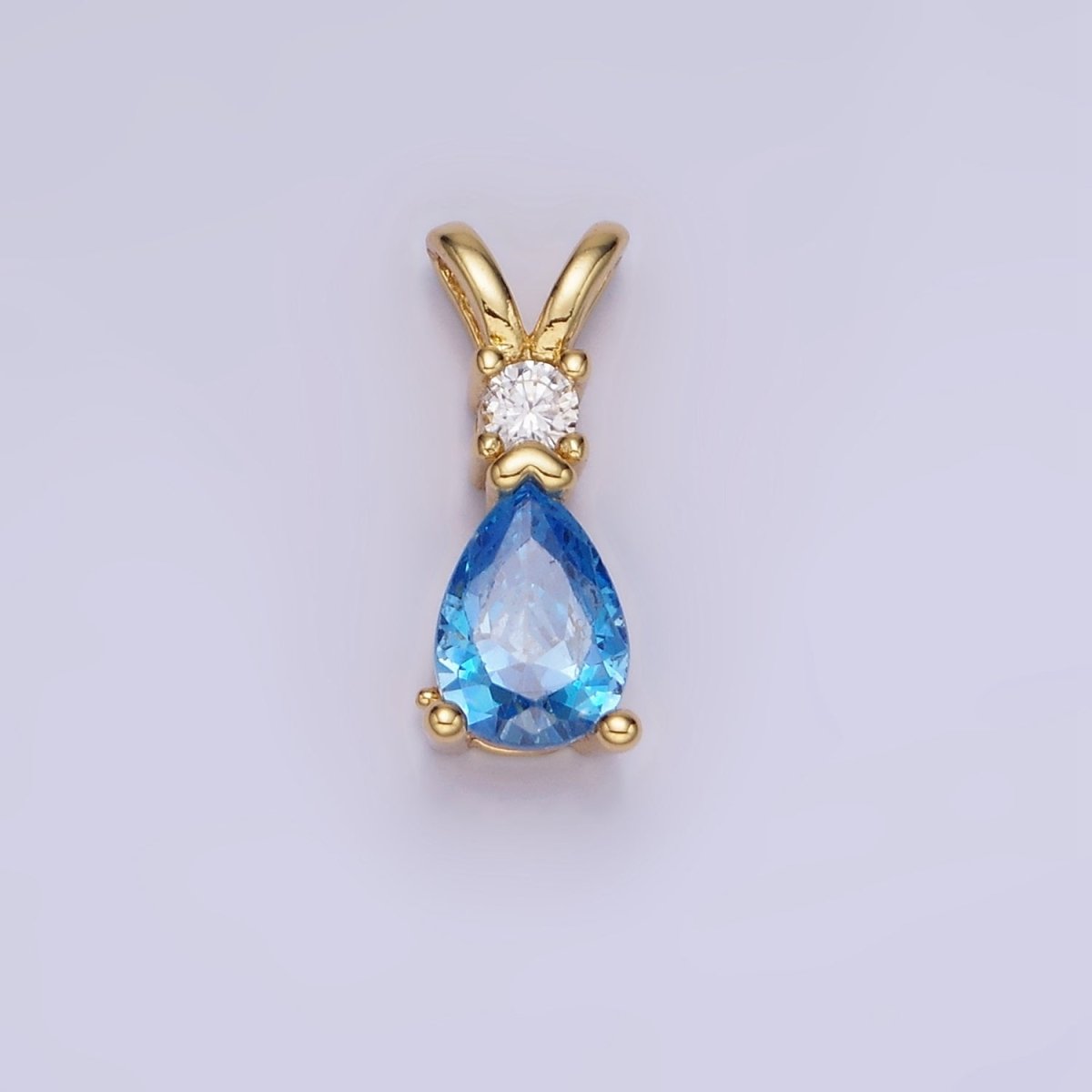 14K Gold Filled CZ Teardrop Birthstone Double Bail Pendant in Gold & Silver | AA1207 - AA1218 - DLUXCA