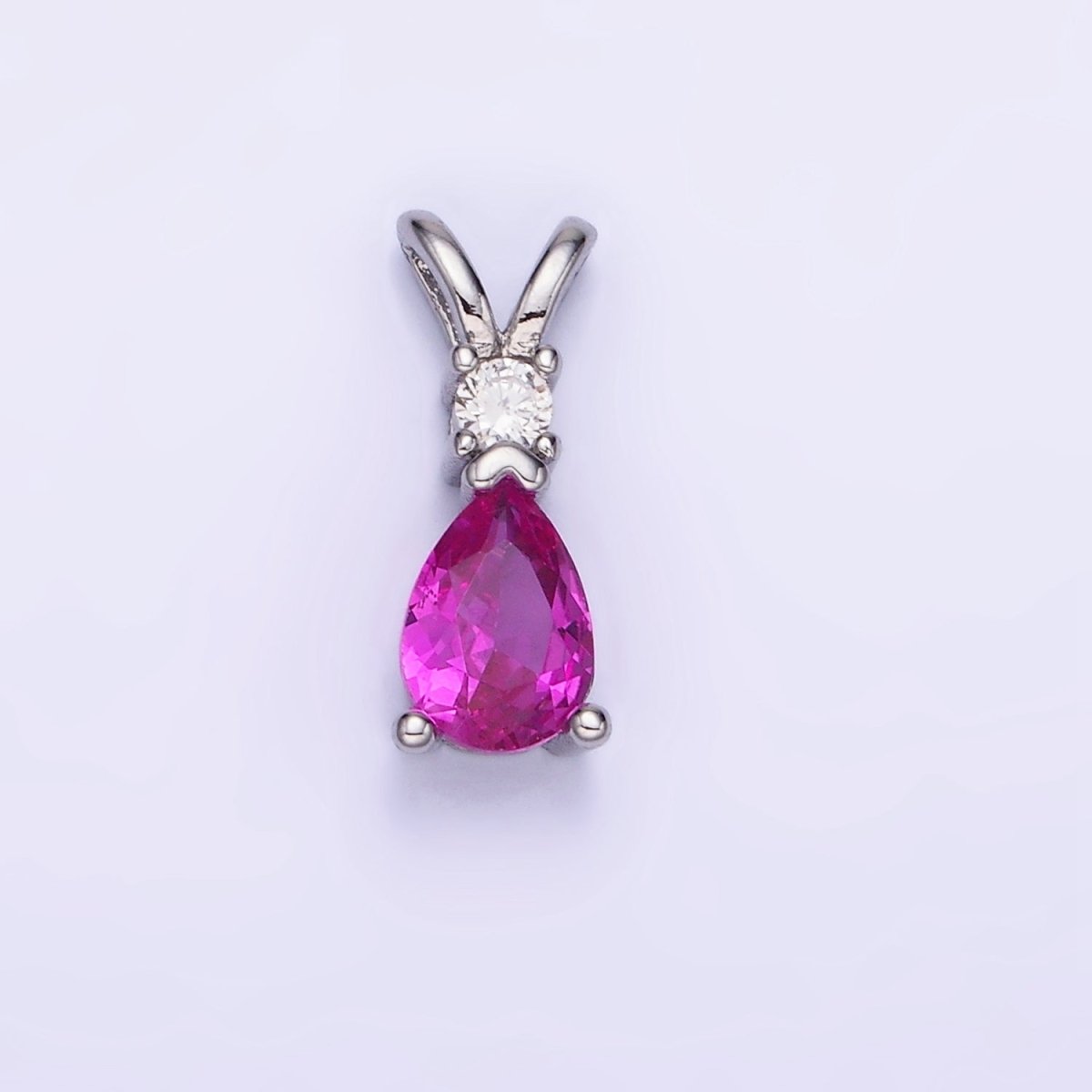 14K Gold Filled CZ Teardrop Birthstone Double Bail Pendant in Gold & Silver | AA1207 - AA1218 - DLUXCA