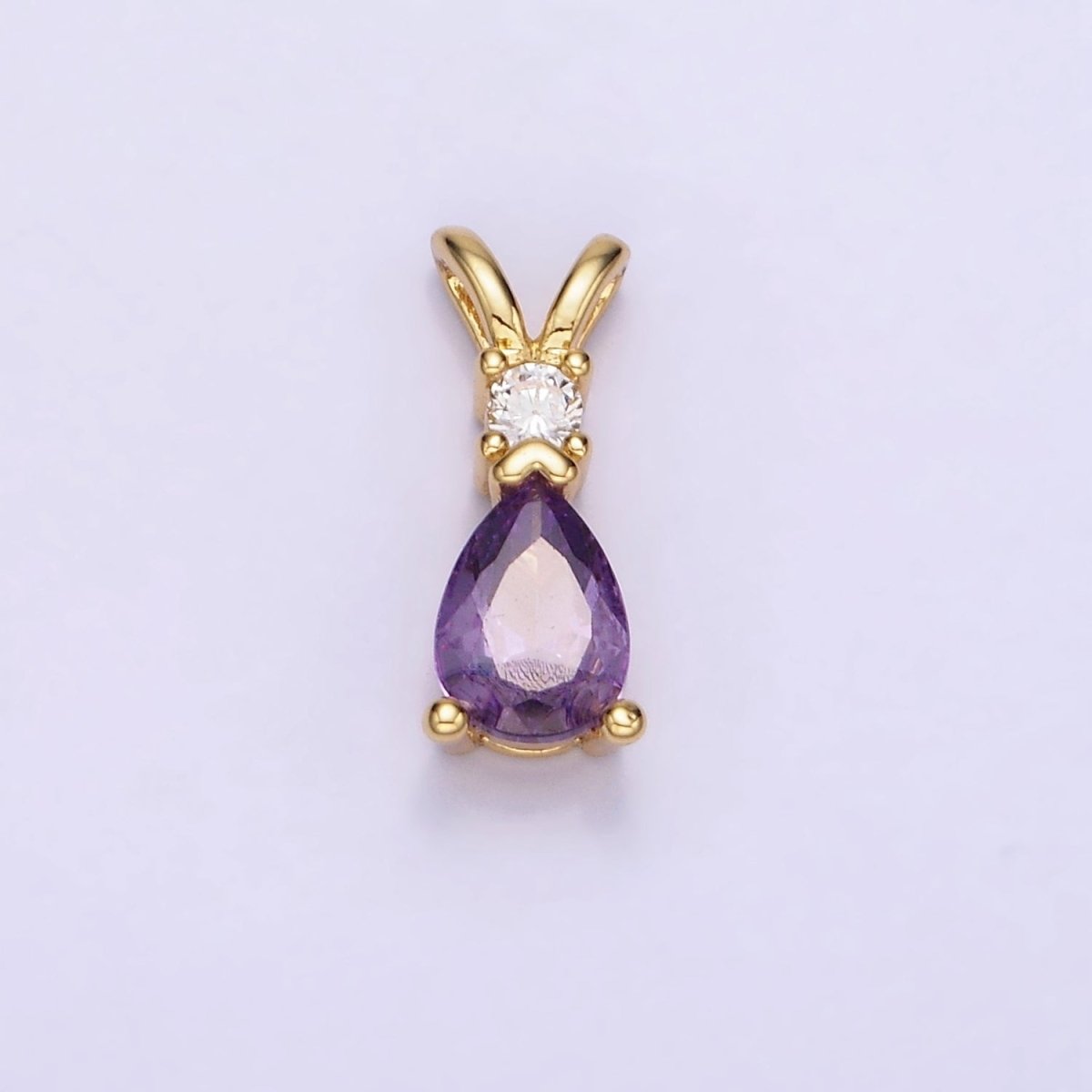 14K Gold Filled CZ Teardrop Birthstone Double Bail Pendant in Gold & Silver | AA1207 - AA1218 - DLUXCA