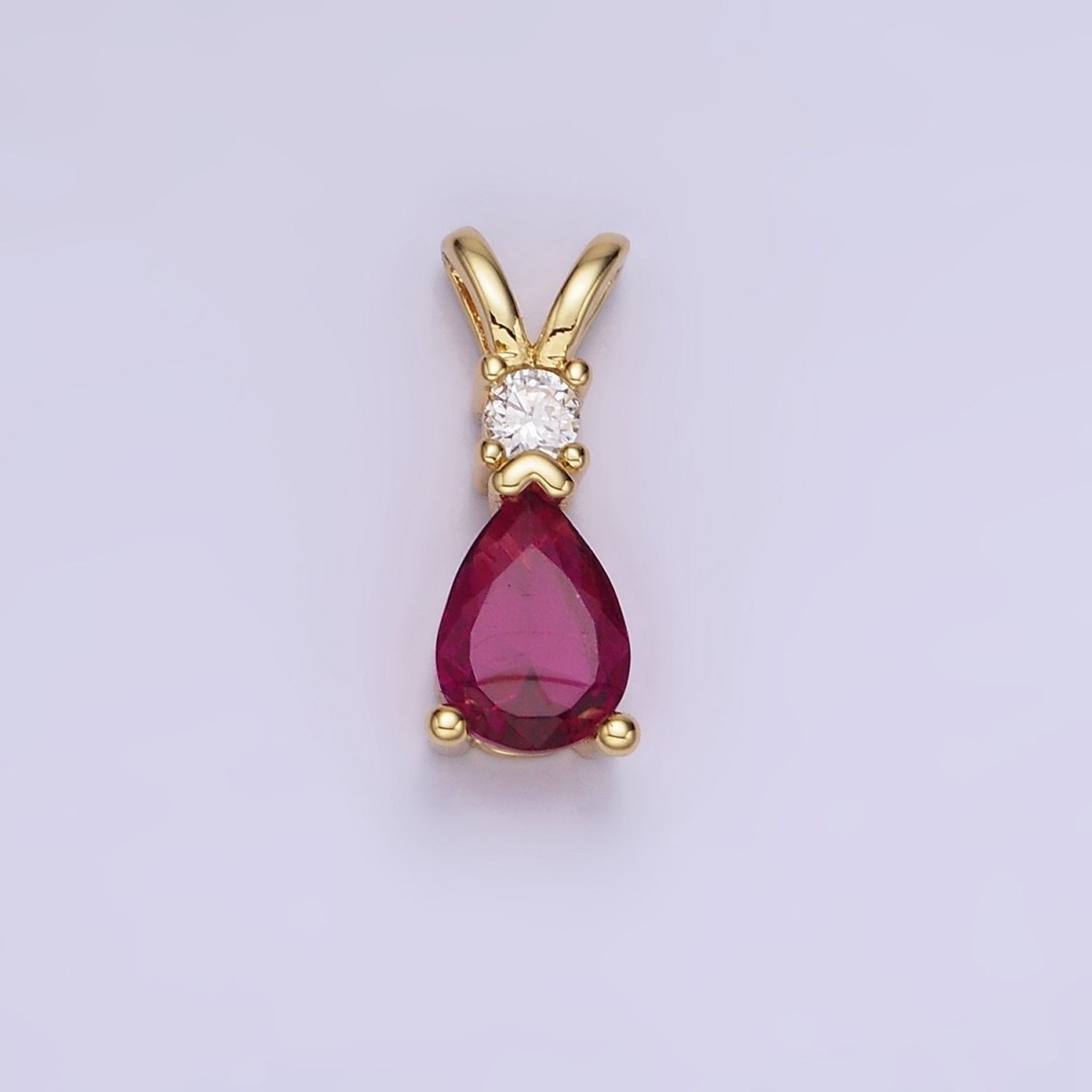 14K Gold Filled CZ Teardrop Birthstone Double Bail Pendant in Gold & Silver | AA1207 - AA1218 - DLUXCA