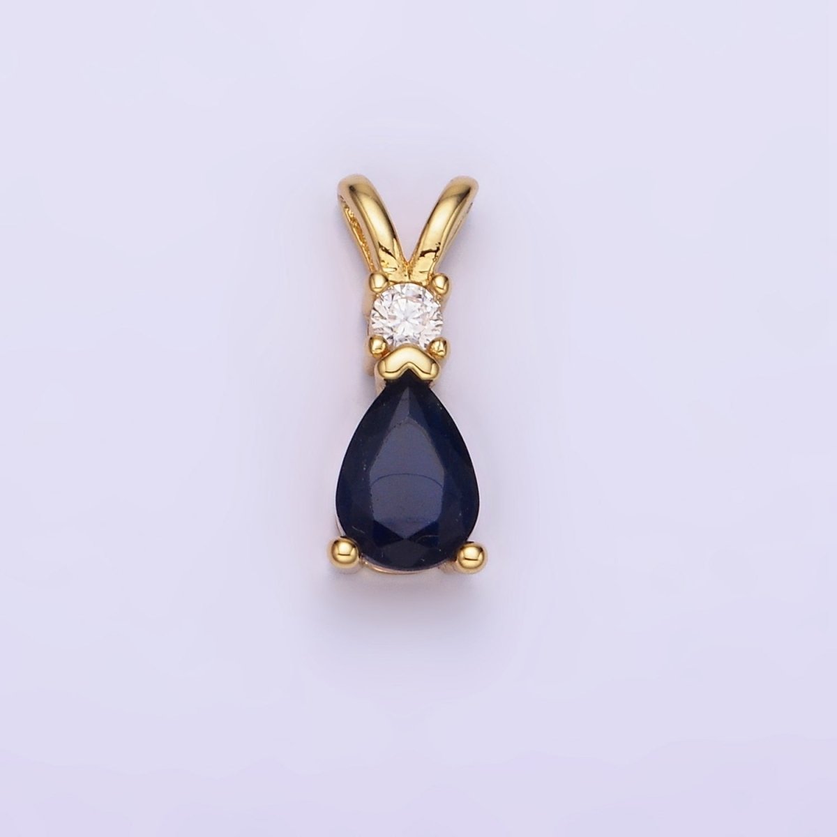 14K Gold Filled CZ Teardrop Birthstone Double Bail Pendant in Gold & Silver | AA1207 - AA1218 - DLUXCA