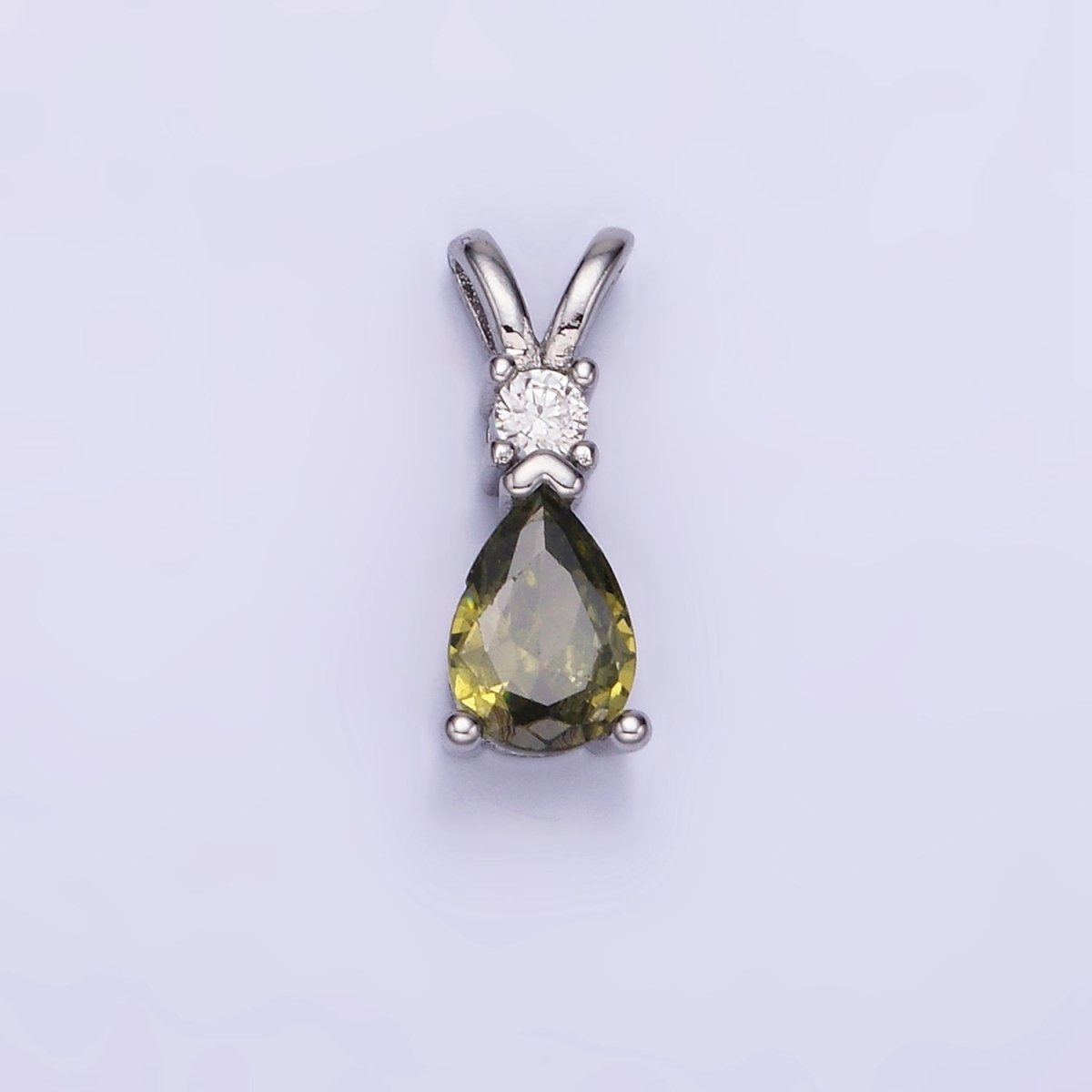 14K Gold Filled CZ Teardrop Birthstone Double Bail Pendant in Gold & Silver | AA1207 - AA1218 - DLUXCA