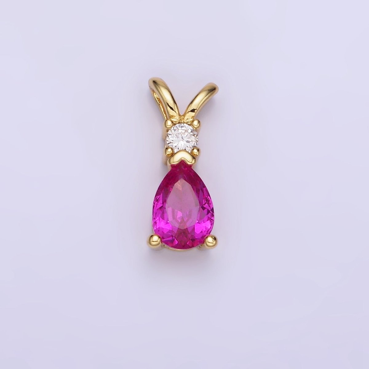 14K Gold Filled CZ Teardrop Birthstone Double Bail Pendant in Gold & Silver | AA1207 - AA1218 - DLUXCA