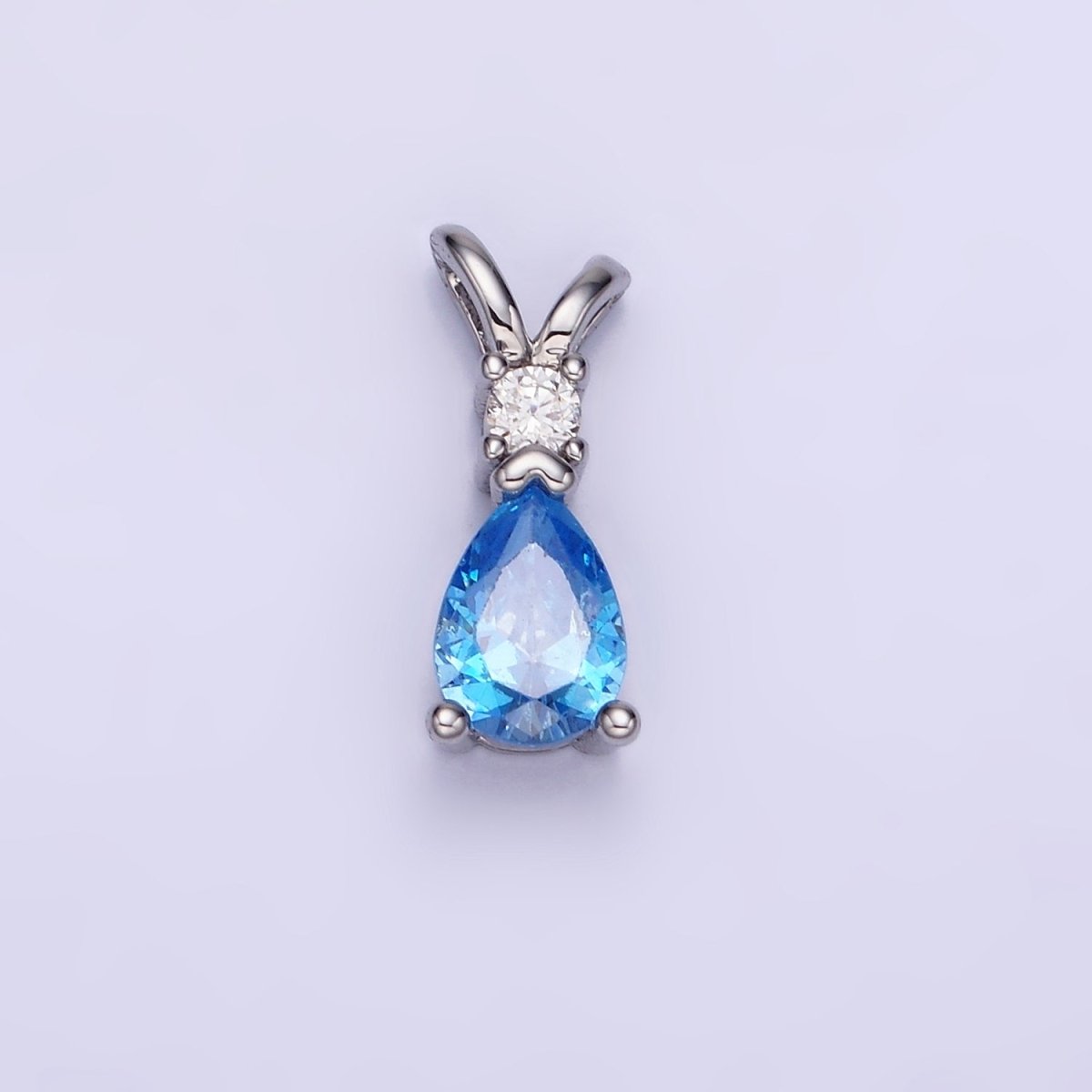 14K Gold Filled CZ Teardrop Birthstone Double Bail Pendant in Gold & Silver | AA1207 - AA1218 - DLUXCA