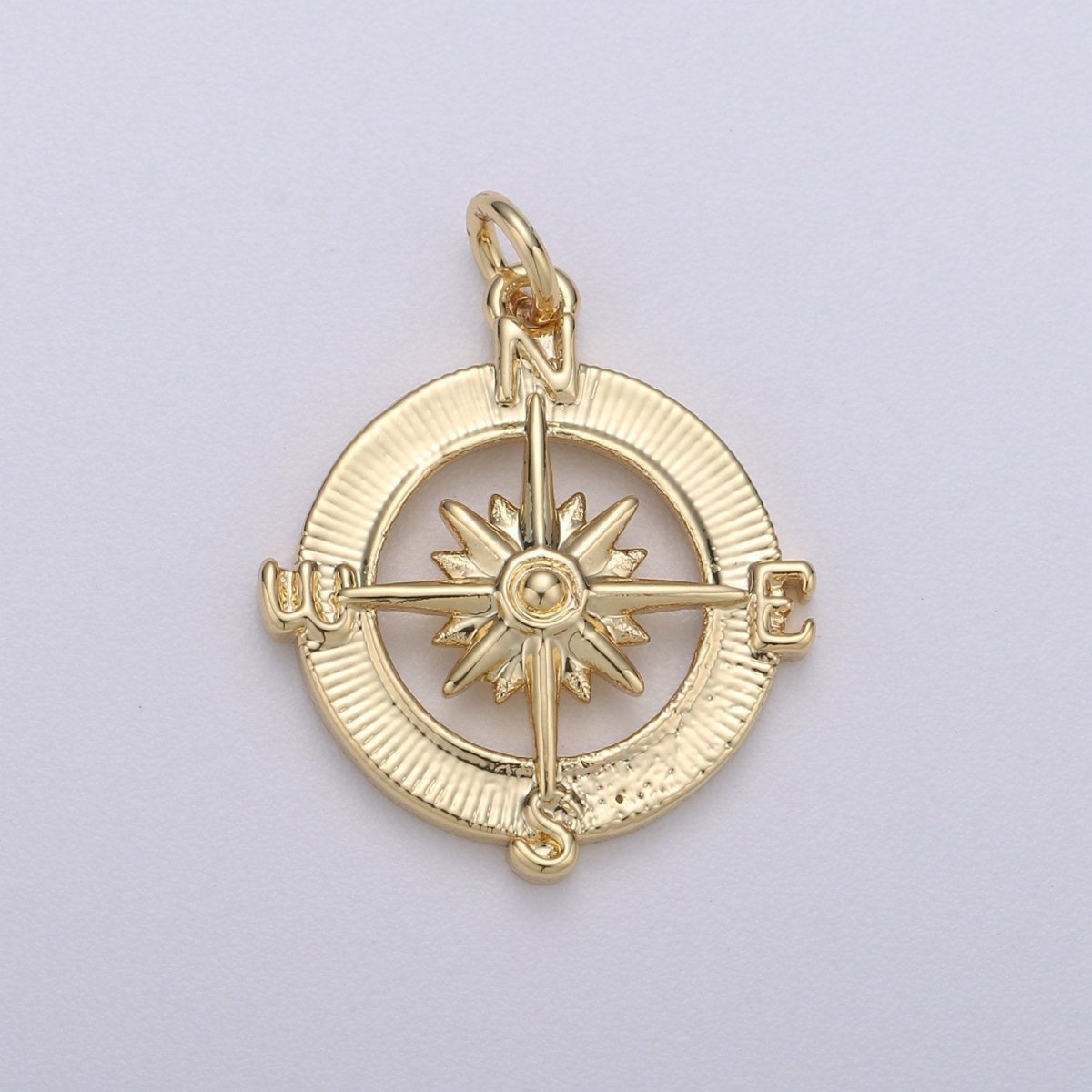 14k Gold Filled Dainty Compass Charm, Gold Compass Pendant, North Star Charm, Travel Charms, Nautical Charms for Bracelet Earring Necklace C-466 - DLUXCA