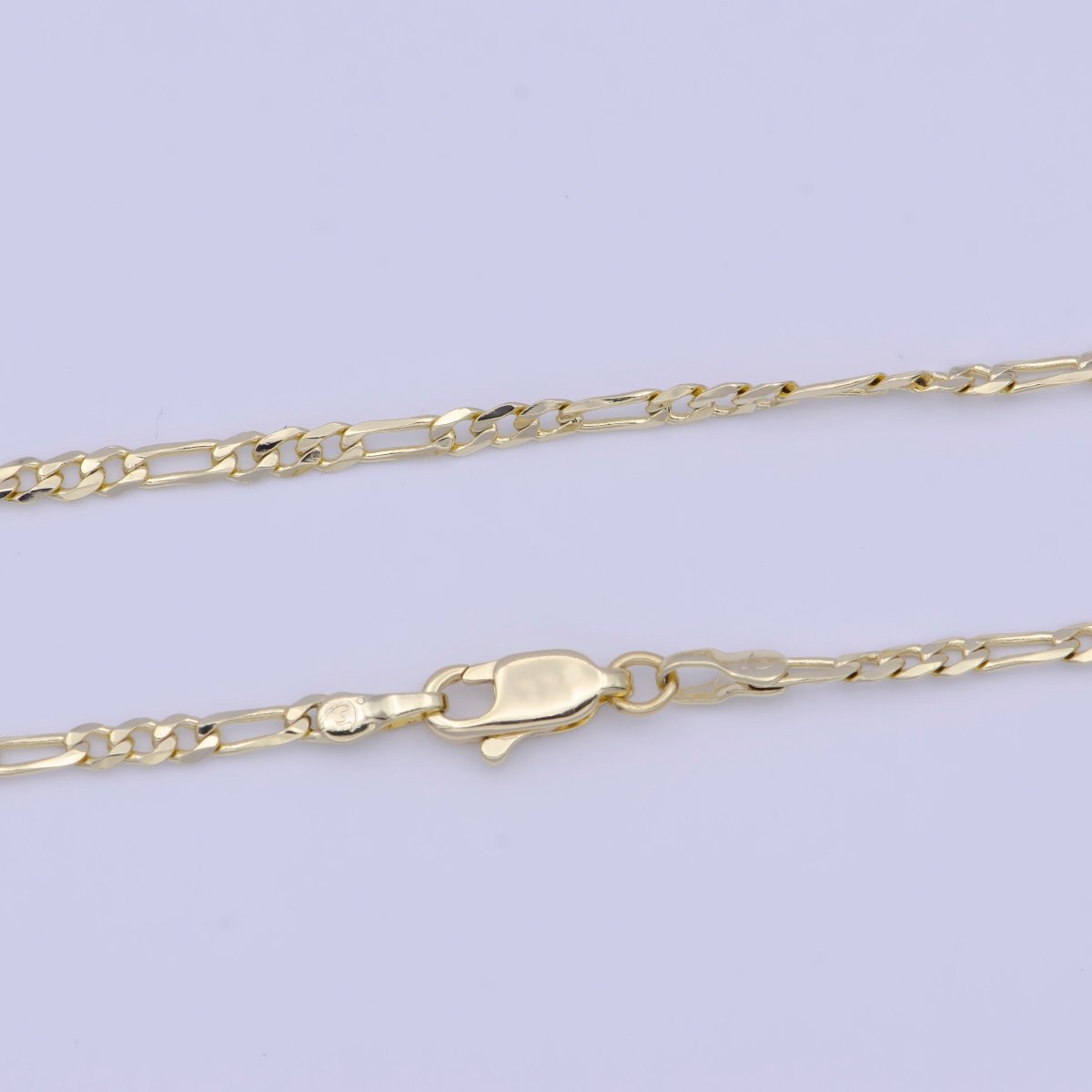 14K Gold Filled Dainty Figaro Chain 17.5 inch Minimalist Necklace 2.5mm Width Ready to Wear | WA-1155 Clearance Pricing - DLUXCA