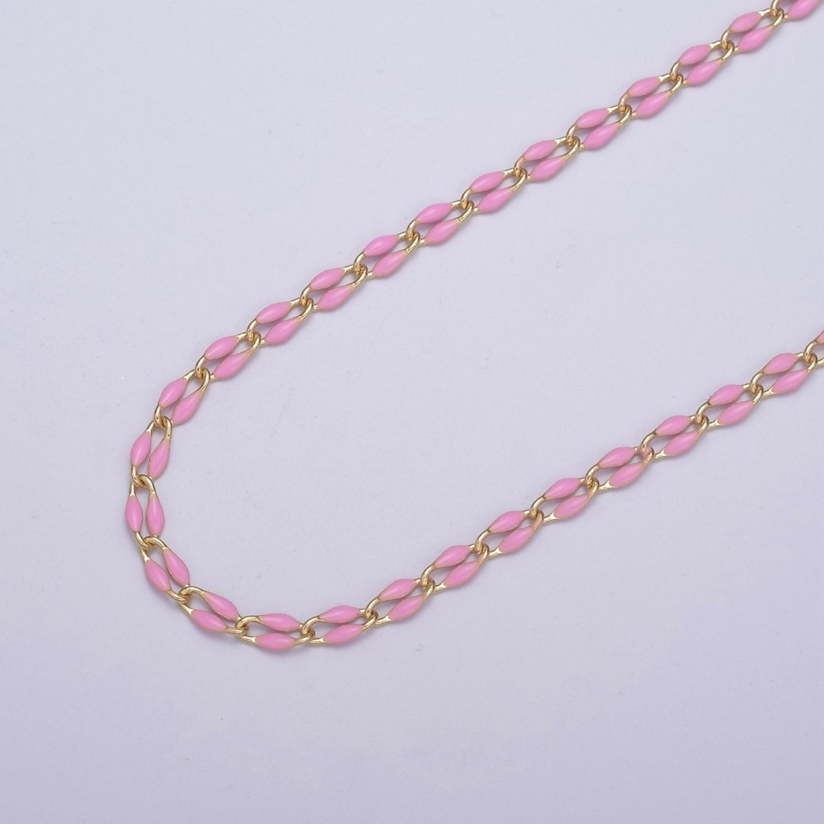 14k Gold Filled Dainty Gold Oval Cable Link Chain Neon Enamel Chain by Yard, Unfinished Chain For Jewelry Supply | ROLL-598 to ROLL-608 ROLL-1075 ROLL-1405 - DLUXCA