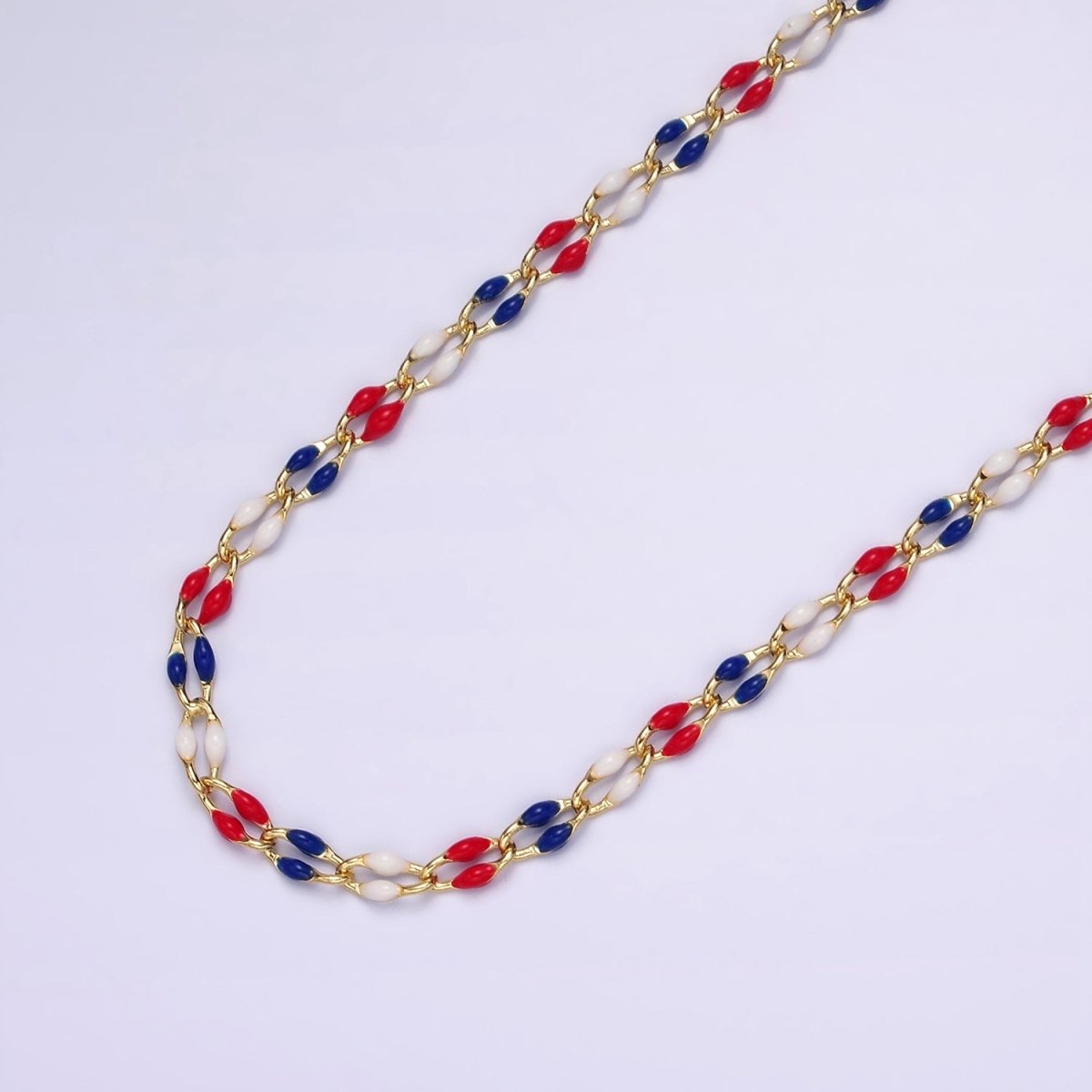 14k Gold Filled Dainty Gold Oval Cable Link Chain Neon Enamel Chain by Yard, Unfinished Chain For Jewelry Supply | ROLL-598 to ROLL-608 ROLL-1075 ROLL-1405 - DLUXCA