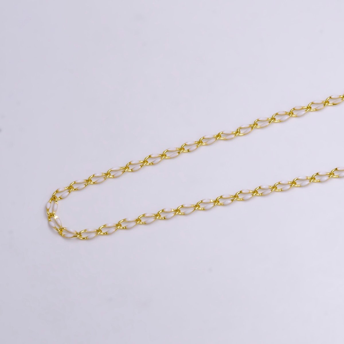 14k Gold Filled Dainty Gold Oval Cable Link Chain Neon Enamel Chain by Yard, Unfinished Chain For Jewelry Supply | ROLL-598 to ROLL-608 ROLL-1075 ROLL-1405 - DLUXCA