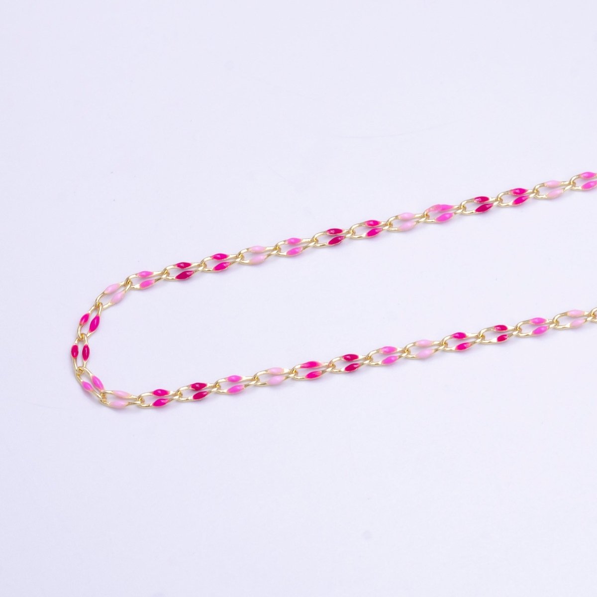 14k Gold Filled Dainty Gold Oval Cable Link Chain Neon Enamel Chain by Yard, Unfinished Chain For Jewelry Supply | ROLL-598 to ROLL-608 ROLL-1075 ROLL-1405 - DLUXCA