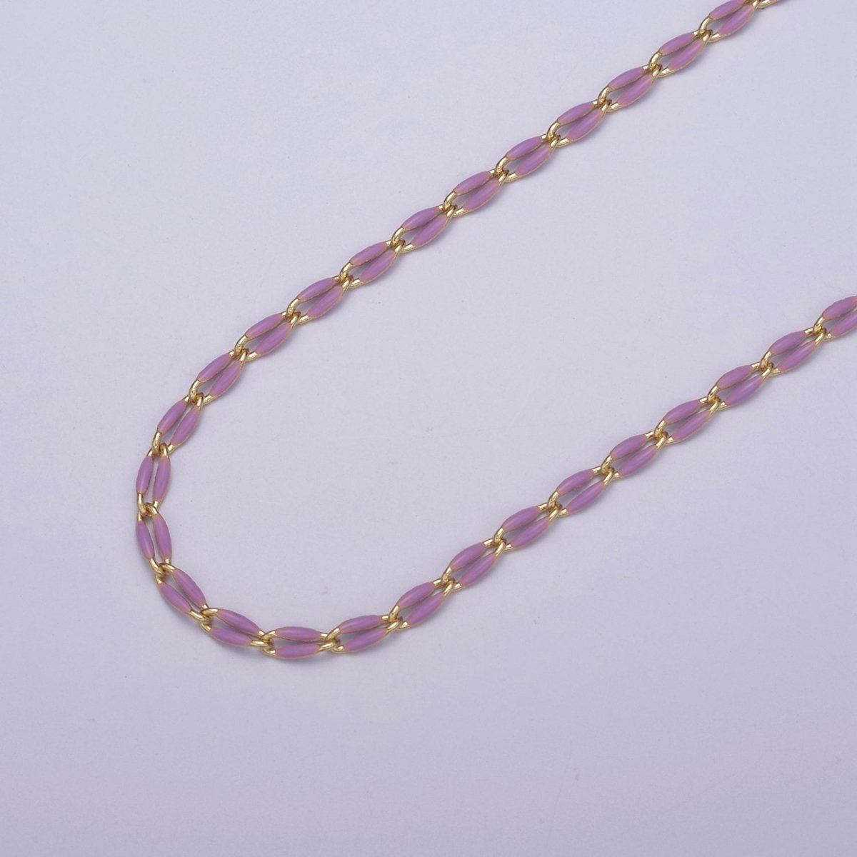14k Gold Filled Dainty Gold Oval Cable Link Chain Neon Enamel Chain by Yard, Unfinished Chain For Jewelry Supply | ROLL-598 to ROLL-608 ROLL-1075 ROLL-1405 - DLUXCA