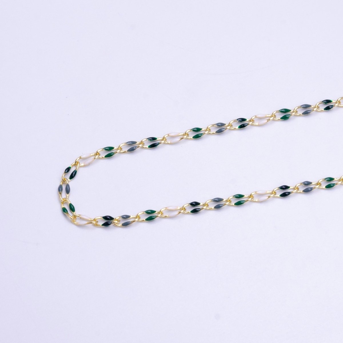 14k Gold Filled Dainty Gold Oval Cable Link Chain Neon Enamel Chain by Yard, Unfinished Chain For Jewelry Supply | ROLL-598 to ROLL-608 ROLL-1075 ROLL-1405 - DLUXCA