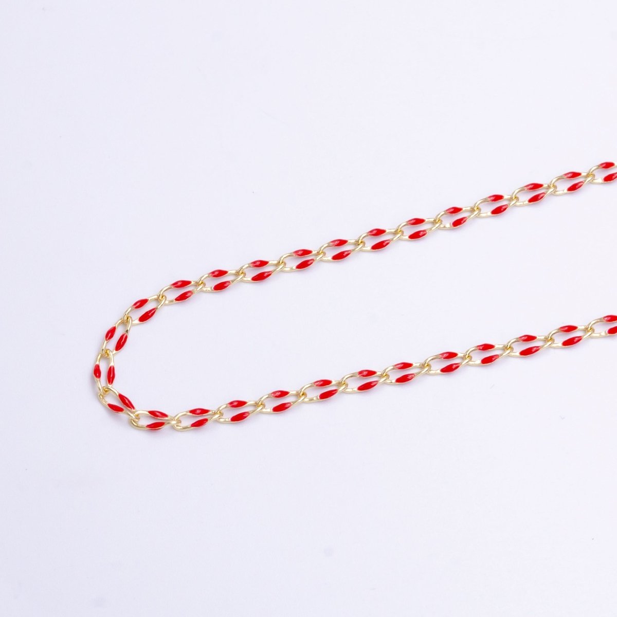 14k Gold Filled Dainty Gold Oval Cable Link Chain Neon Enamel Chain by Yard, Unfinished Chain For Jewelry Supply | ROLL-598 to ROLL-608 ROLL-1075 ROLL-1405 - DLUXCA