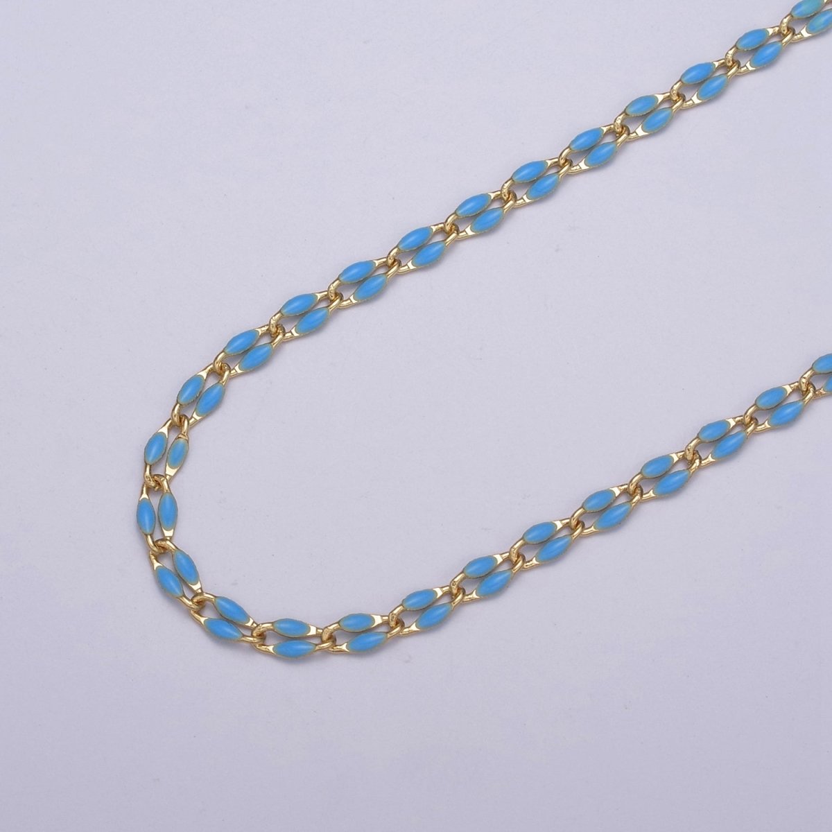 14k Gold Filled Dainty Gold Oval Cable Link Chain Neon Enamel Chain by Yard, Unfinished Chain For Jewelry Supply | ROLL-598 to ROLL-608 ROLL-1075 ROLL-1405 - DLUXCA