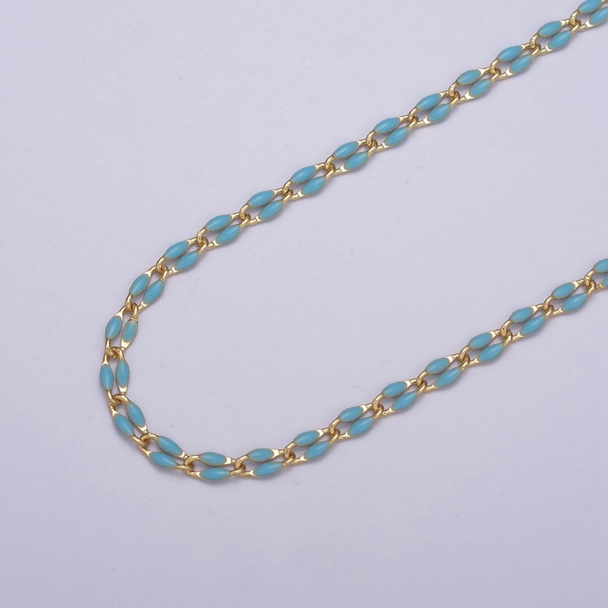 14k Gold Filled Dainty Gold Oval Cable Link Chain Neon Enamel Chain by Yard, Unfinished Chain For Jewelry Supply | ROLL-598 to ROLL-608 ROLL-1075 ROLL-1405 - DLUXCA