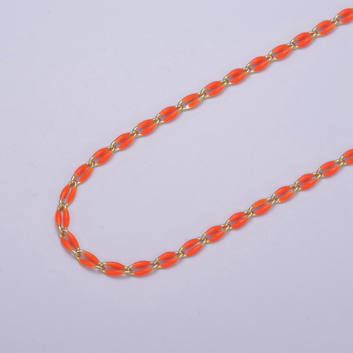 14k Gold Filled Dainty Gold Oval Cable Link Chain Neon Enamel Chain by Yard, Unfinished Chain For Jewelry Supply | ROLL-598 to ROLL-608 ROLL-1075 ROLL-1405 - DLUXCA