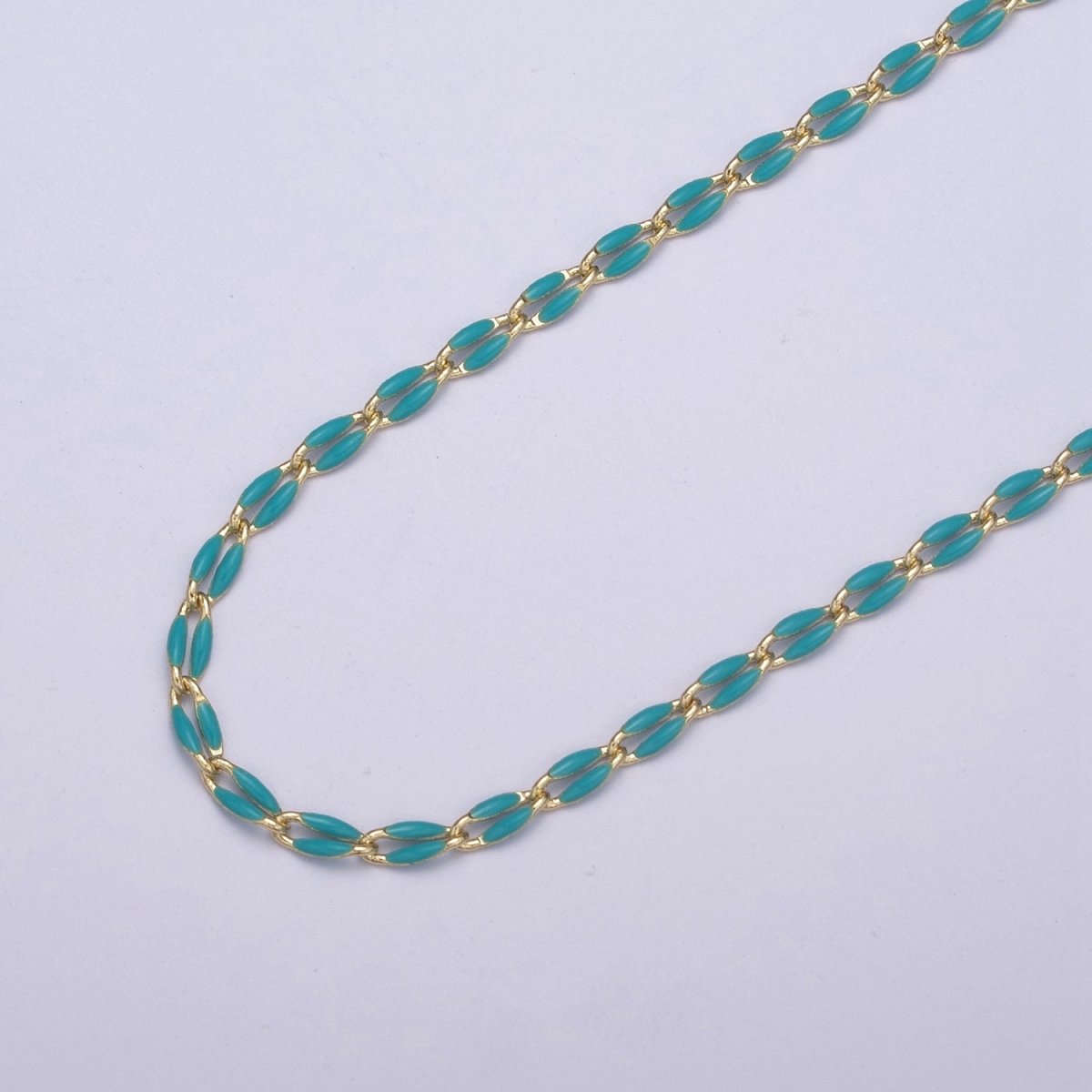 14k Gold Filled Dainty Gold Oval Cable Link Chain Neon Enamel Chain by Yard, Unfinished Chain For Jewelry Supply | ROLL-598 to ROLL-608 ROLL-1075 ROLL-1405 - DLUXCA