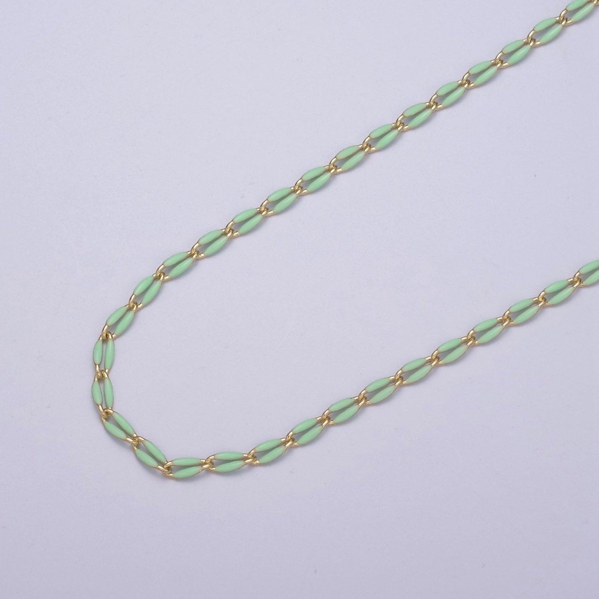 14k Gold Filled Dainty Gold Oval Cable Link Chain Neon Enamel Chain by Yard, Unfinished Chain For Jewelry Supply | ROLL-598 to ROLL-608 ROLL-1075 ROLL-1405 - DLUXCA