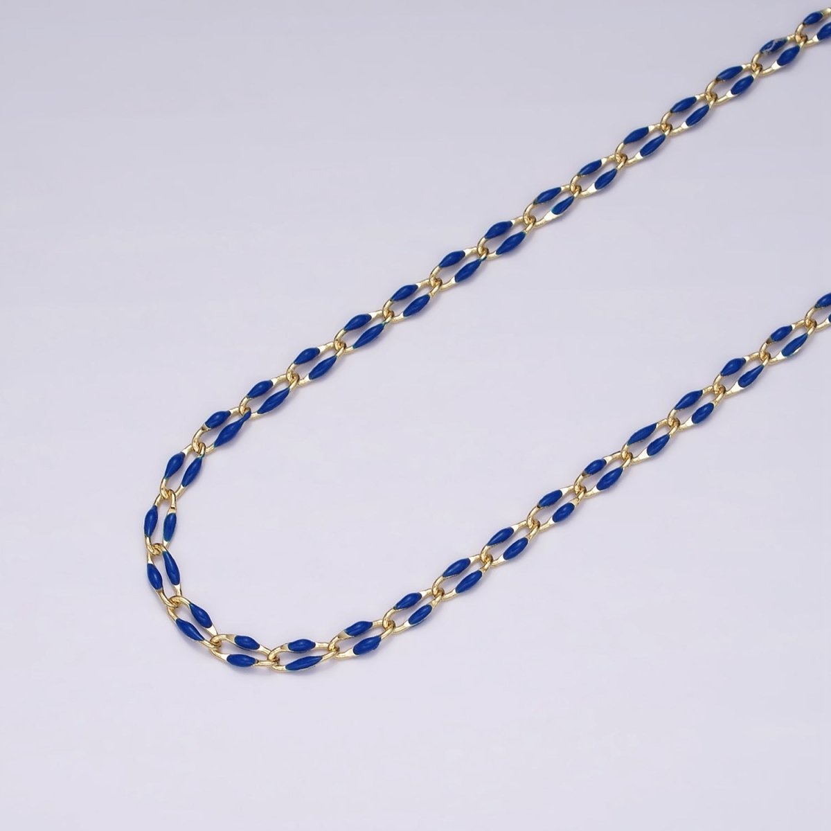 14k Gold Filled Dainty Gold Oval Cable Link Chain Neon Enamel Chain by Yard, Unfinished Chain For Jewelry Supply | ROLL-598 to ROLL-608 ROLL-1075 ROLL-1405 - DLUXCA