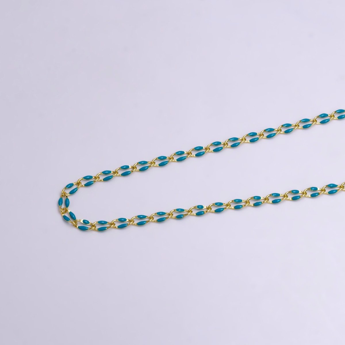 14k Gold Filled Dainty Gold Oval Cable Link Chain Neon Enamel Chain by Yard, Unfinished Chain For Jewelry Supply | ROLL-598 to ROLL-608 ROLL-1075 ROLL-1405 - DLUXCA