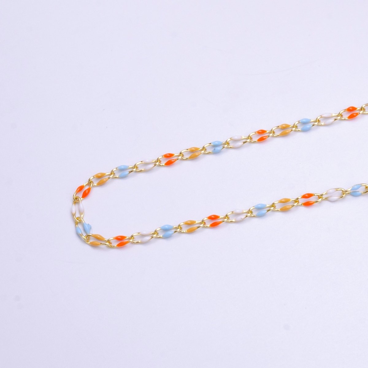 14k Gold Filled Dainty Gold Oval Cable Link Chain Neon Enamel Chain by Yard, Unfinished Chain For Jewelry Supply | ROLL-598 to ROLL-608 ROLL-1075 ROLL-1405 - DLUXCA